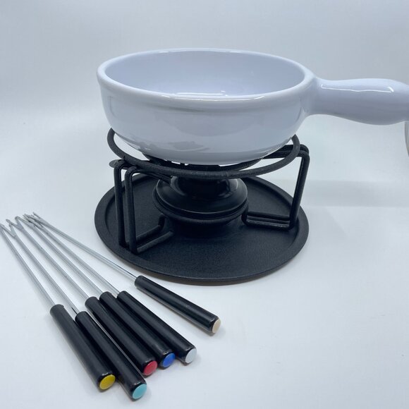 Emile Henri Fondue Pot White Ceramic Fuel Style - Picture 1 of 9